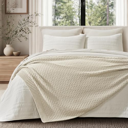 EVERGRACEHOME Chunky Chenille Knit Throw Blanket, Birch, 60" x 80" - color: Birch, size: 60" x 80"