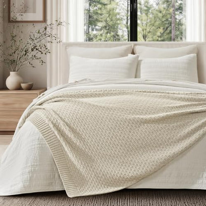 EVERGRACEHOME Chunky Chenille Knit Throw Blanket, Birch, 60" x 80" - color: Birch, size: 60" x 80"