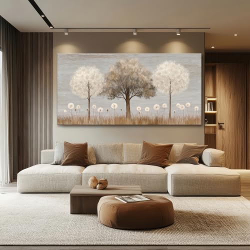 Grey Large Wall Art Decor 35"x70" Dandelion Tree Wall Art For Living Room - color: IU1A, size: 70"L x 35"W