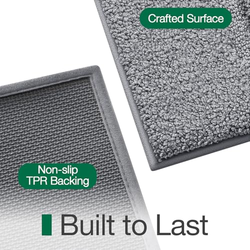 LUMI Ultra Soft Bathroom Rugs Absorbent, Non Slip Bath Mat 16x24, Grey - color: Grey, size: 16" X 24"