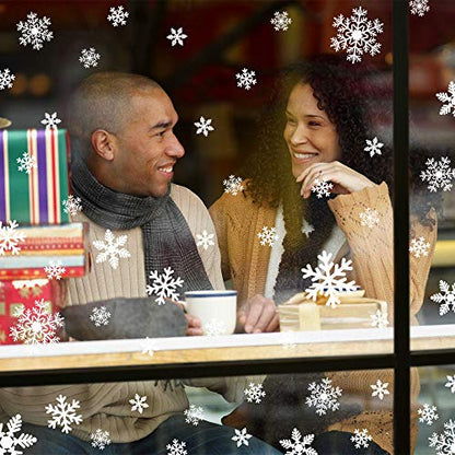 LUDILO 135Pcs Christmas Decorations Window Clings Snowflakes Window Decals - color: White