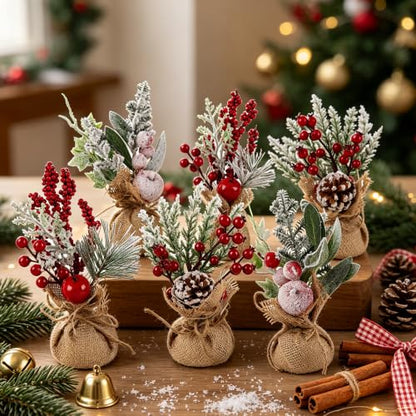winemana 6 Pcs Mini Christmas Tree Table Decorations Holiday Centerpieces - size: Style 3
