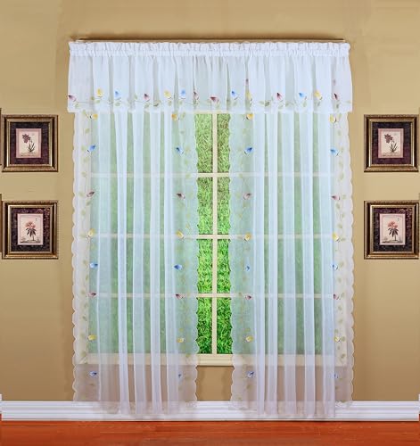 Today's Curtain,Vineyard 3-D Appliqué,Panel 72", White, 59" W x 72" L - color: White, size: 59"W x 72"L (Pack of 1)