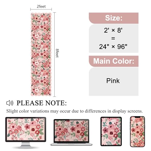 DUKINO 2x8 Washable Runner Rug, Floral Non Slip Kitchen Runner Rug, Pink - color: Pink (Big), size: 2' x 8' (Rectangular)