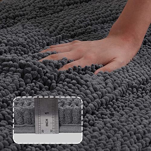 Turquoize Small Bathroom Rug 17x24, Soft Absorbent Chenille Bath Rug, Gray - color: Charcoal Gray, size: 17" x 24"