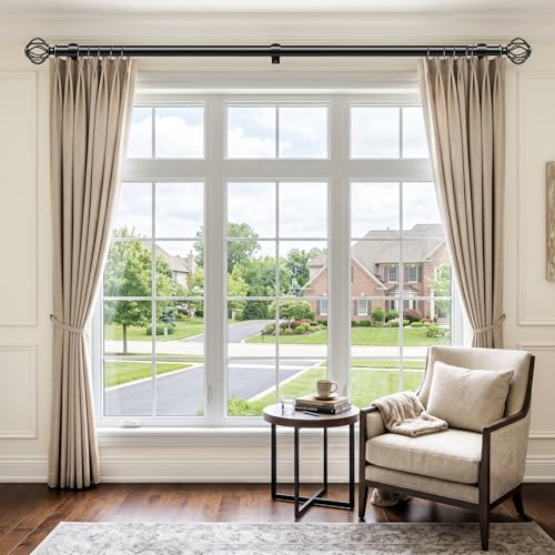Black Curtain Rods for Windows 36-72 Inch (3-6 ft) with Decorative Cage Finials, 1 Inch Adjustable Heavy Duty Metal Window Treatment Rods for Living Room, Bedroom, Patio, Sliding Glass Door - color: Matte Black, size: 36"-72"