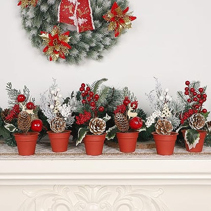 winemana Mini Christmas Tabletop Trees Centerpieces Decorations for Office - size: Style 4