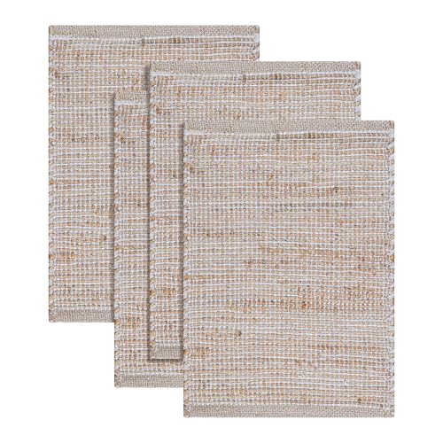 Cotton/Jute Placemats Set of 4-13x19 Inch - Natural-Ivory - color: Natural - Ivory
