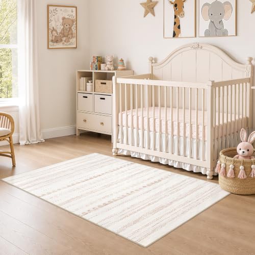 Nakagishi Boho 3x5 Area Rug Living Room Rugs Machine Washable Beige/Brown - color: Beige Brown, size: 3' X 5' (Rectangular)