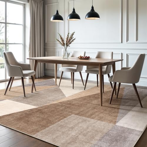 5x7 Washable Area Rug for Living Room - Non-Slip Geometric Rugs Tan Beige - color: Tan Beige, size: 5' x 7' (Rectangular)