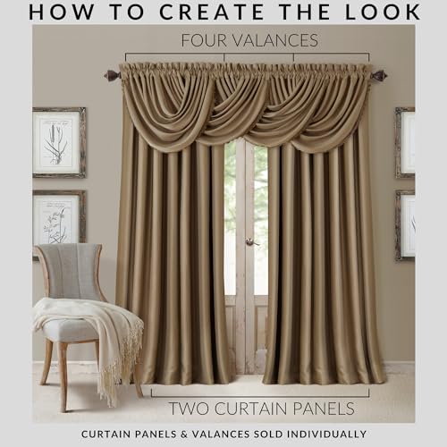All Seasons Waterfall Window Valance, Antique Gold - 52"W x 36"L - color: Antique Gold