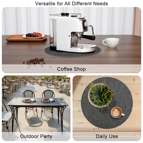 Myir JUN 14" Round Placemats Set of 4, Reversible Dual-Color Place Mats - color: Gray Brown