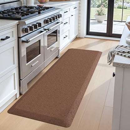DEXI Anti Fatigue Kitchen Mat Cushioned, 20x47 Waterproof Runner Rug Brown - color: Brown, size: 47"L x 20"W x 0.9"Th