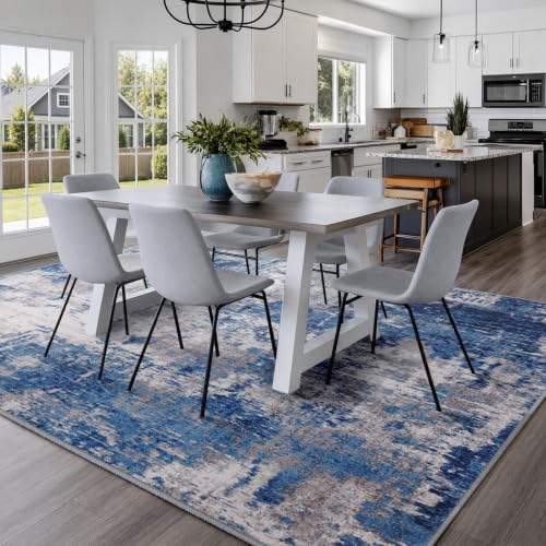 RELEANY Washable 5'x7' Abstract Area Rug for Living Room Blue Gray - color: Blue/Gray, size: 5' x 7' (Rectangular)
