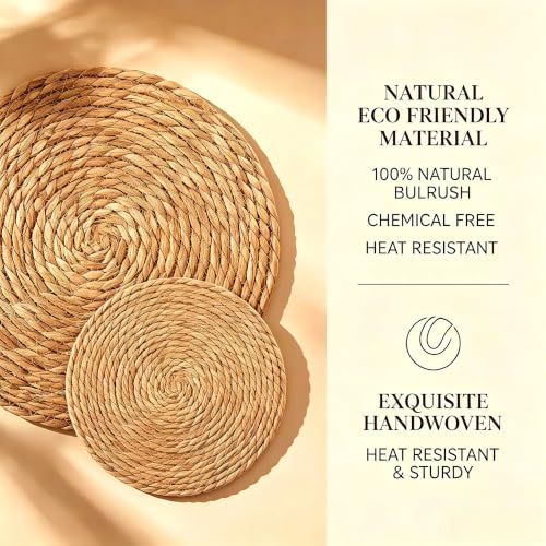 13.8" Round Woven Placemats Set of 8, Heat Resistant Plate Chargers - size: 13.8 Inch Set of 8