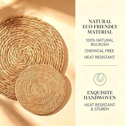 13.8" Round Woven Placemats Set of 8, Heat Resistant Plate Chargers - size: 13.8 Inch Set of 8