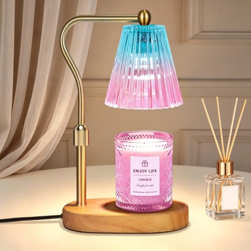 seenlast Purple Candle Warmer Lamp with Timer Dimmer Adjustable Height,Mothers Day Gifts,Electric Wax Warmer Vintage Home Decor for Scented Jar Candles,Birthday Gifts for Women - color: Blue Purple