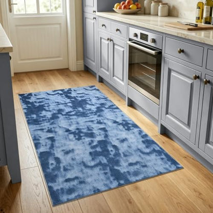 3x5 Tie-dye Dark Teal Area Rug Washable Non-Slip Soft for Bedroom Kitchen - color: 20 Tie-dye Dark Teal, size: 3' x 5' (Rectangular)