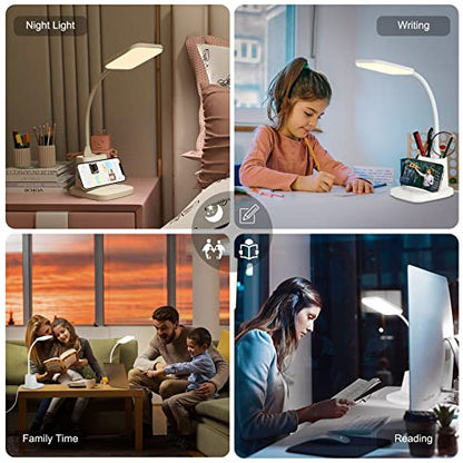 LED Desk Lamp with 10W Wireless Charging & Pen Holder, Snow White - color: Snow White