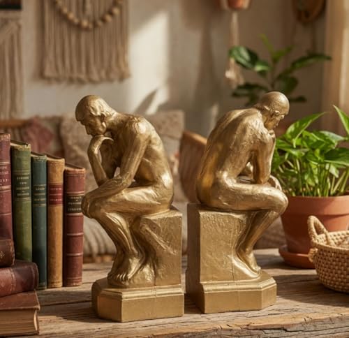 Bellaa Thinker Bookends, Auguste Rodin Statue, Unique