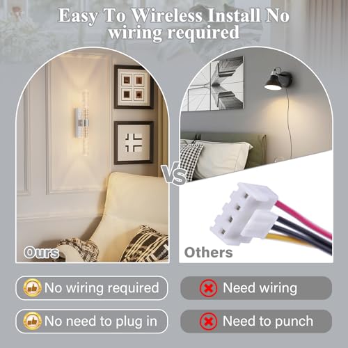 camuucci Battery Operated Wall Sconces Set of 2, Rechargeable Wall Lights - color: Silver, size: 15.3 Inches
