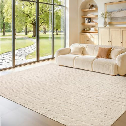 Yamaziot Washable 6x9 Area Rugs for Living Room Textured Non Slip Rug,Beige - color: Beige, size: 6' x 9' (Rectangular)