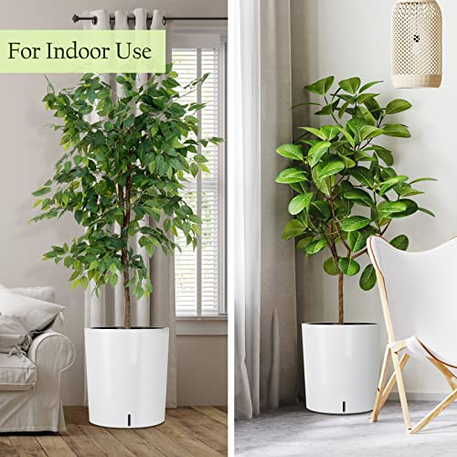 SAROSORA Large Round Self Watering Planter Pot 12.5'' for Home Garden Patio Tall Tree - color: White