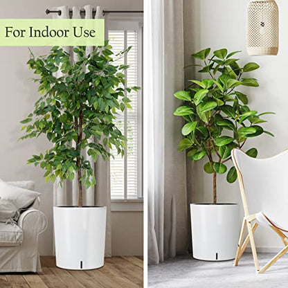 SAROSORA Large Round Self Watering Planter Pot 12.5'' 2-Pack for Home Garden Patio Tall Tree(White 2-Pack) - color: White 2-pack