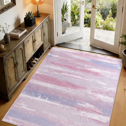 Entryway Rug 3x5 Bedroom Area Rugs: Modern Abstract Throw Rug - color: Pink, size: 3' x 5' (Rectangular)