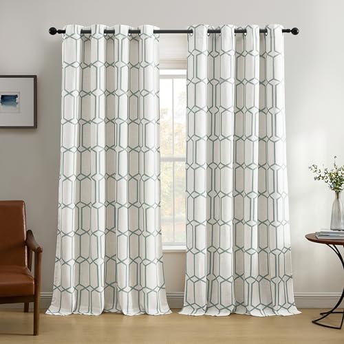 Threadmade Kaiden Geometric Room Darkening Window Curtain, Soft Blue - 52" W x 84" L - color: Soft Blue, size: 52"W x 84"L (Pack of 1)