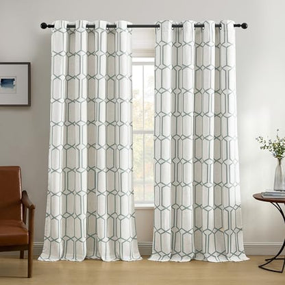 Threadmade Kaiden Geometric Room Darkening Window Curtain, Soft Blue - 52" W x 84" L - color: Soft Blue, size: 52"W x 84"L (Pack of 1)