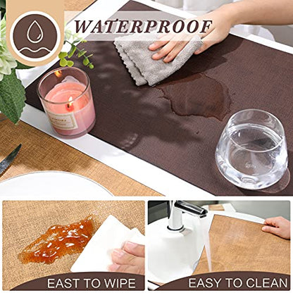 SUEH DESIGN Leather Placemats Table Mats Set of 6, Brown and Tan - color: A: Brown & Tan