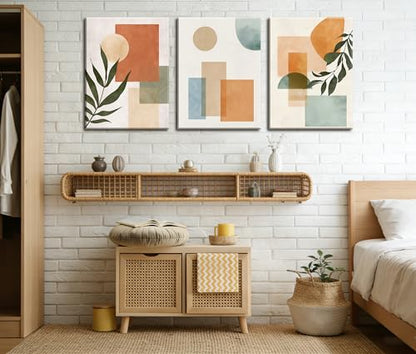 Frimeeme 3 Piece Framed Orange and Green wall Art Wall Decor, 12x16 Inches