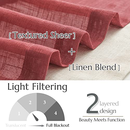 jinchan Kitchen Valance Curtain Double Layers, 50x16, 1 Panel, Burgundy - color: Double Layer | Burgundy, size: 50"W x 16"L (Pack of 1)