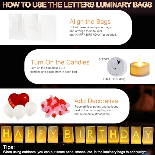Happy Birthday Decorations, Light Up Letters - color: Happy Birthday