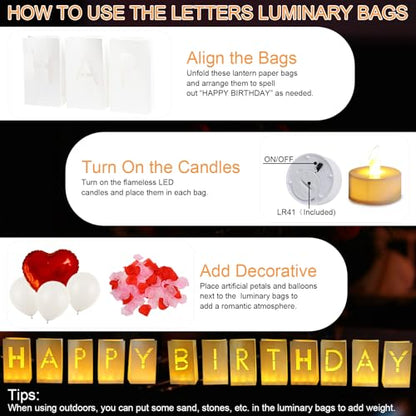 Happy Birthday Decorations, Light Up Letters - color: Happy Birthday