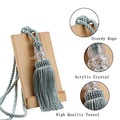 BEL AVENIR 4 Pack Curtain Tiebacks Hand-Woven Holdbacks Tassels Tiebacks - color: Blue, size: 4 Pack