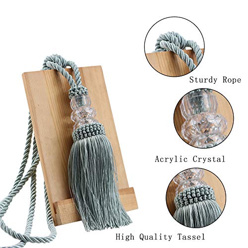 BEL AVENIR 2 Pack Curtain Tiebacks Hand-Woven Holdbacks Tassels Tiebacks - color: Blue, size: 2 Pack
