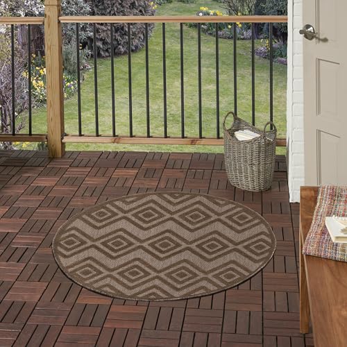 Nourison Home Versatile Brown 4' x Round Area Rug - Easy Clean, Non Shedding, Bed Room, Living Room, Dining Room, Kitchen (4' x Round) - color: Brown, size: 4' (Round)