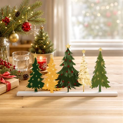 Smile Table Decor, Standing Centerpieces, 5Pcs Christmas Trees - style: Retro Trees