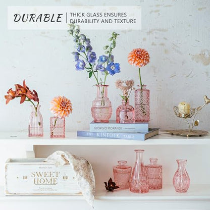 SUPMIND 16Pcs Pink Glass Bud Vases in Bulk for Wedding Table Centerpieces - color: Pink