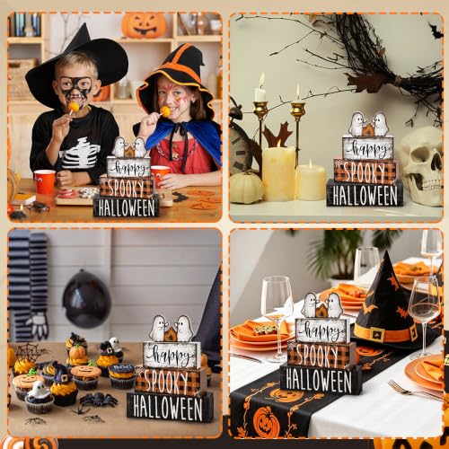 4Pcs Halloween Table Decoration Happy Halloween Wooden Ghost Sign - style: Campfire Ghost