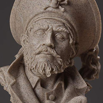H&W Sandstone Pirate Figurine, Buccaneer Francis Drake Statue Decoration - color: Pirate