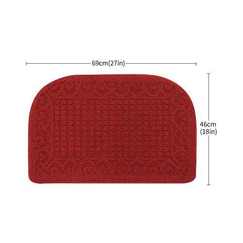 COSY HOMEER 27x18 Half Round Kitchen Rug,Non Slip Washable Mat,Burgundy 1PC - color: Burgundy, size: 1'6" x 2'3" (Semicircular)