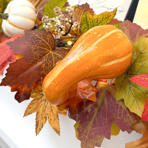 6ft Pumpkin Maple Leaf & Berries Fall Garland with Light String
