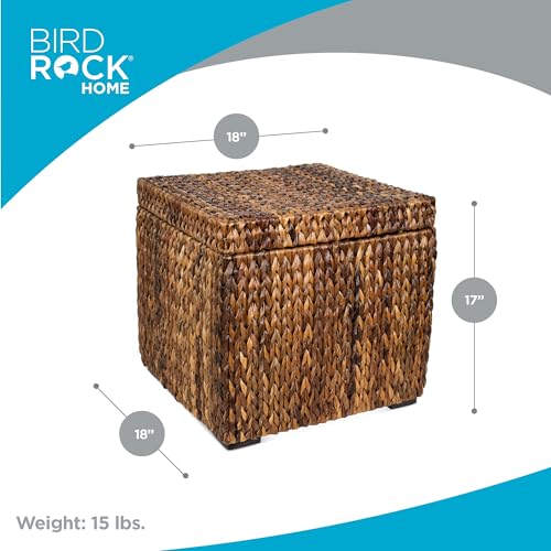 BIRDROCK HOME Woven Seagrass Storage Ottoman Cube with Lid, Espresso, 18” - color: Espresso