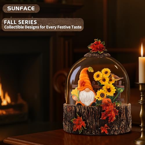 SUNFACE Fall Snow Globe with Gnome Sunflower, Lighted Autumn Decor - color: Goblin Sunflower 96