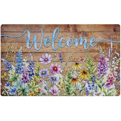 Door mat Non Slip Rubber Back 17x29 Front Door Mat Outside Entrance - color: Floral