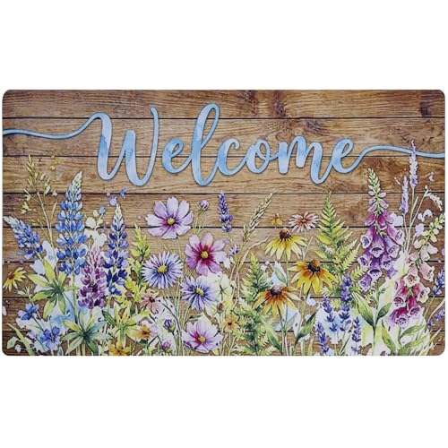Door mat Non Slip Rubber Back 17x29 Front Door Mat Outside Entrance - color: Floral