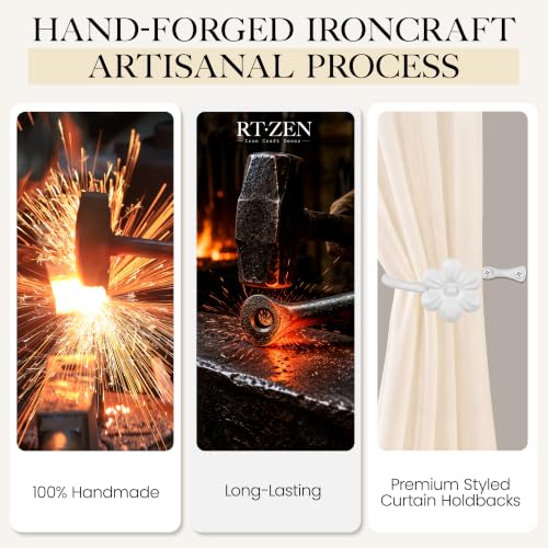 RTZEN Metal Curtain Tiebacks, Drapery Holders for Wall, 2 Pcs - size: Medium, style: Flower - W